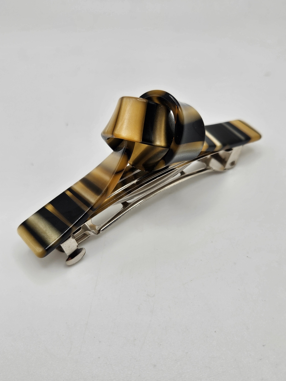 VINTAGE Acrylic Striped Knot Knotted French Barrette Hair Clip